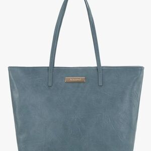 Vero Moda Slate Blue Tote with Gold Logo Plate